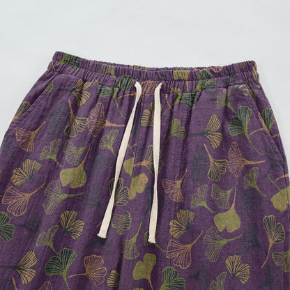Retro Ginkgo Leaf Cotton Lounge Pants - image 14