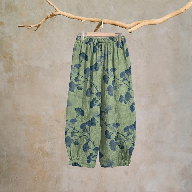 Ginkgo Branch Cotton Harem Pants with Pockets - image 19