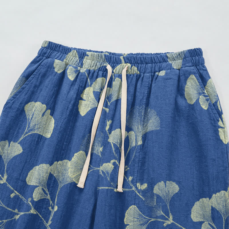Ginkgo Branch Cotton Harem Pants with Pockets - image 8