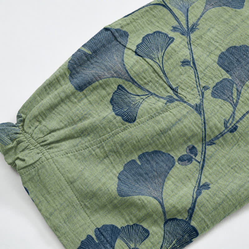Ginkgo Branch Cotton Harem Pants with Pockets - image 22