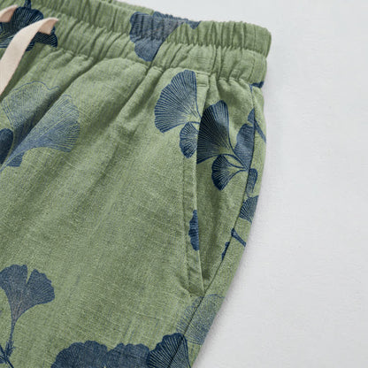 Ginkgo Branch Cotton Harem Pants with Pockets - image 21