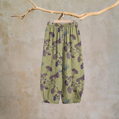 Ginkgo Branch Cotton Harem Pants with Pockets - image 13