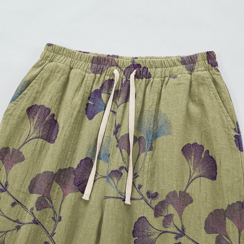 Ginkgo Branch Cotton Harem Pants with Pockets - image 14