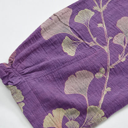 Ginkgo Branch Cotton Harem Pants with Pockets - image 4