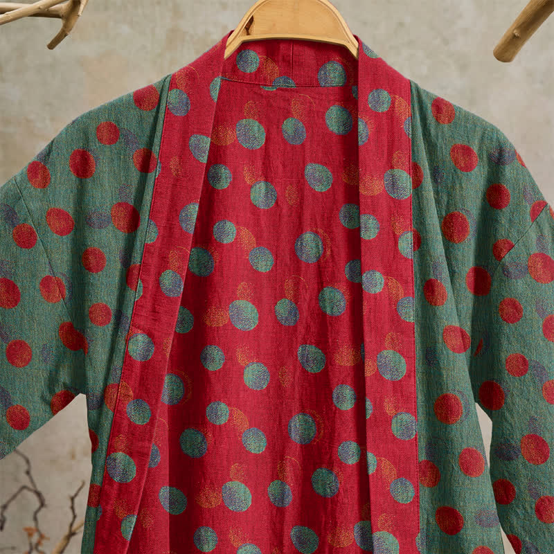 Vintage Polka Dot Cotton Kimono Robe - image 7