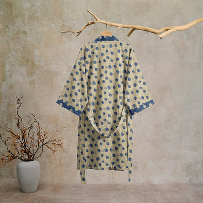 Vintage Polka Dot Cotton Kimono Robe - image 16