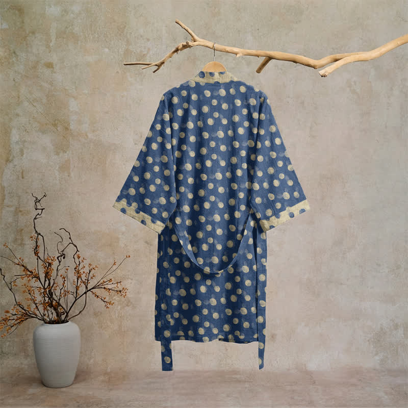Vintage Polka Dot Cotton Kimono Robe - image 11