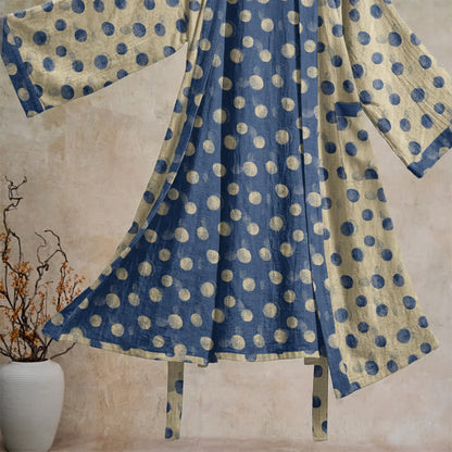 Vintage Polka Dot Cotton Kimono Robe - image 18
