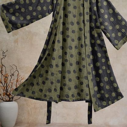 Vintage Polka Dot Cotton Kimono Robe - image 23