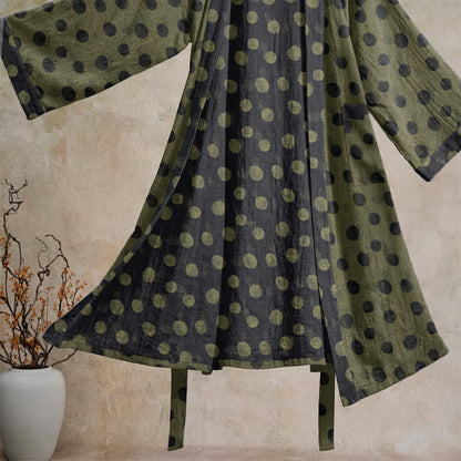 Vintage Polka Dot Cotton Kimono Robe - image 28
