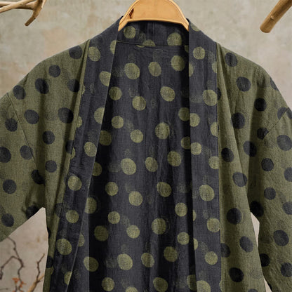 Vintage Polka Dot Cotton Kimono Robe - image 27
