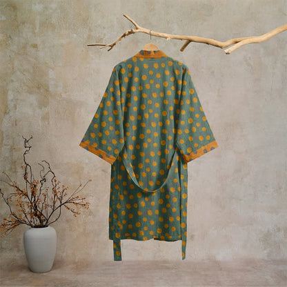Vintage Polka Dot Cotton Kimono Robe - image 31