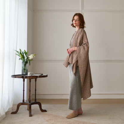 Solid Color Grid Weave Poncho Shawl Wrap - image 10