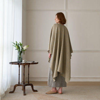Solid Color Grid Weave Poncho Shawl Wrap - image 5