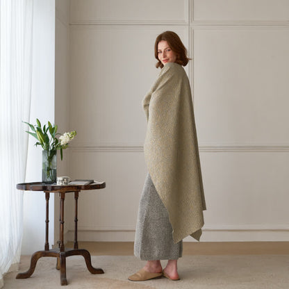 Solid Color Grid Weave Poncho Shawl Wrap - image 3