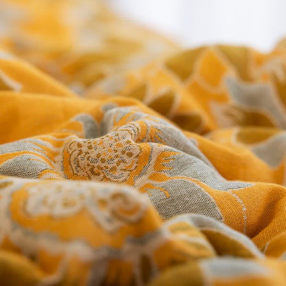 Vintage Orange Sunflower Cotton Gauze Quilt - image 4