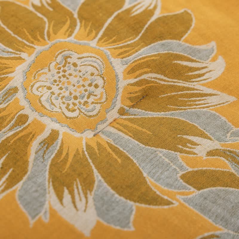 Vintage Orange Sunflower Cotton Gauze Quilt - image 11