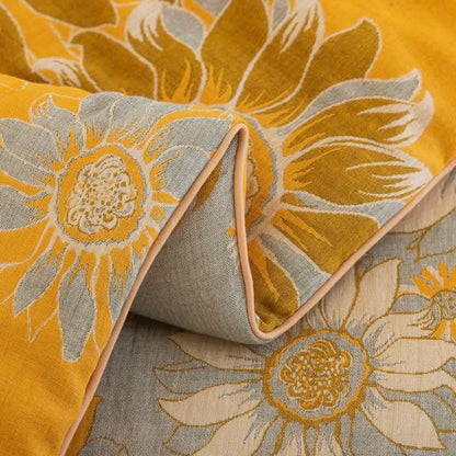 Vintage Orange Sunflower Cotton Gauze Quilt - image 12