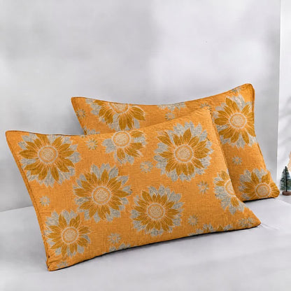 Vintage Orange Sunflower Cotton Gauze Quilt - Orange - 2PCS Pillowcases - 20" x 37" - image 13