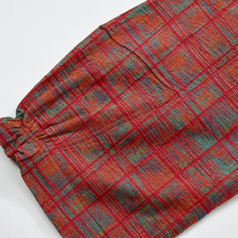 Vintage Red Plaid Cotton Harem Pants - image 4
