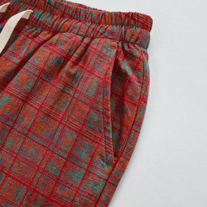 Vintage Red Plaid Cotton Harem Pants - image 3