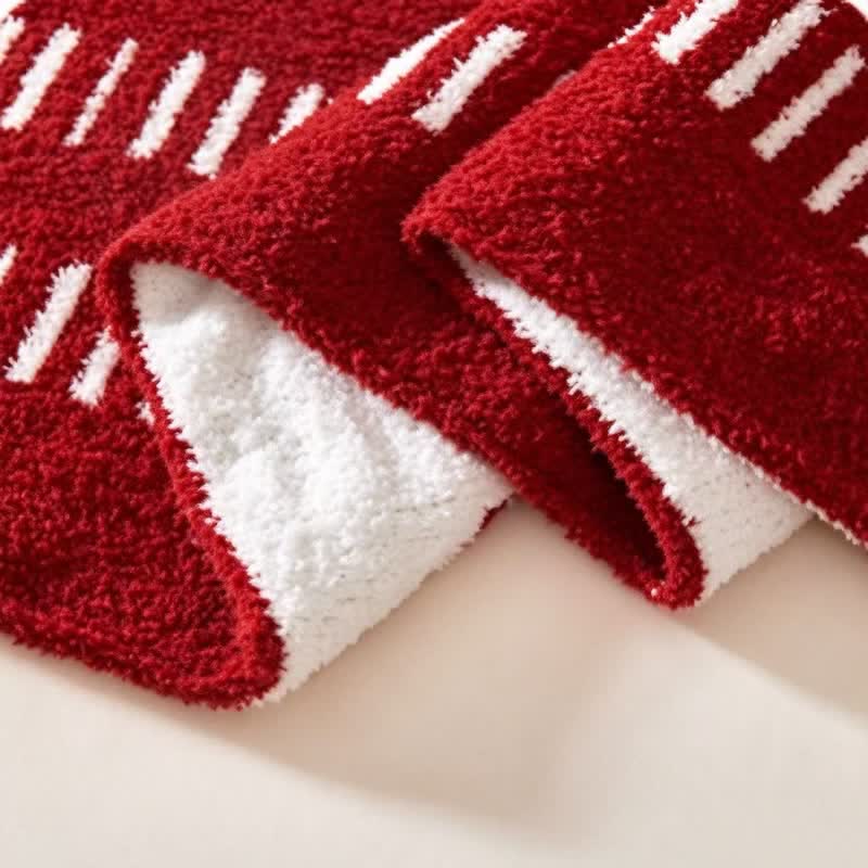 Red Geometric Striped Tassel Throw Blanket - image 4