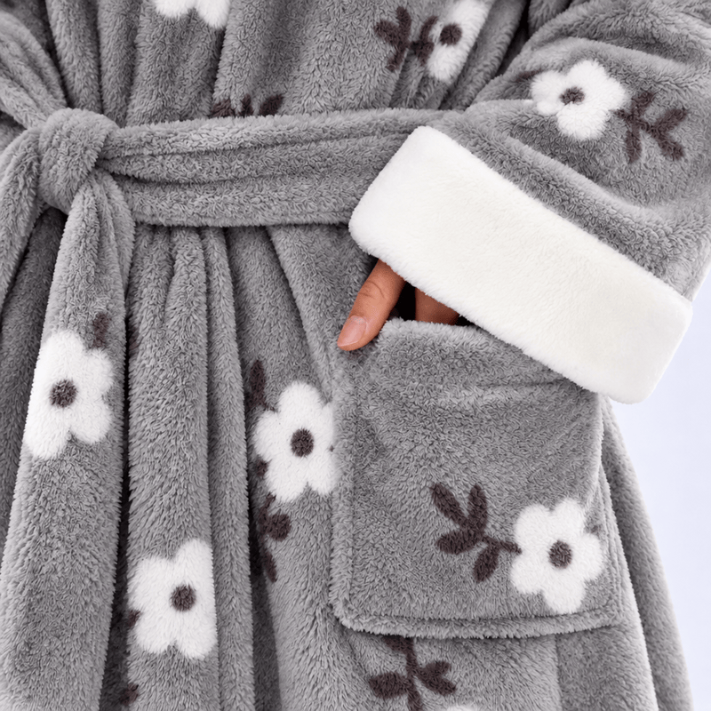 Soft Flower Coral Fleece Bath Robe - image 23