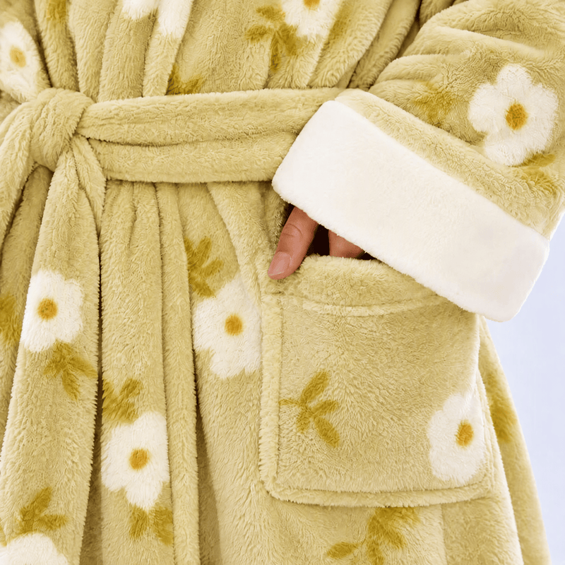 Soft Flower Coral Fleece Bath Robe - image 7