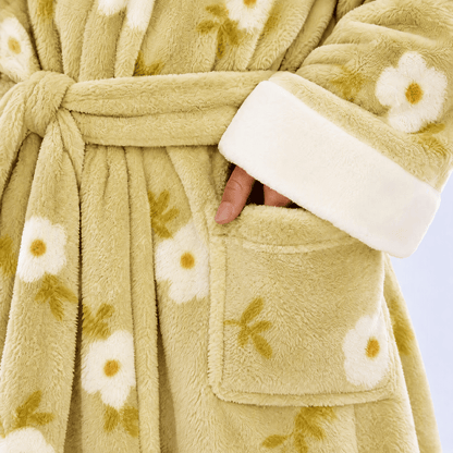Soft Flower Coral Fleece Bath Robe - image 7