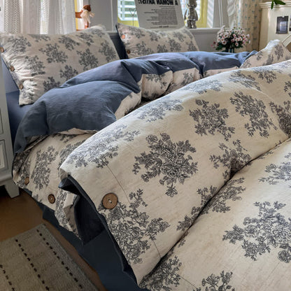 Vintage Botanical Linen Cotton Bedding Set - Queen - image 0