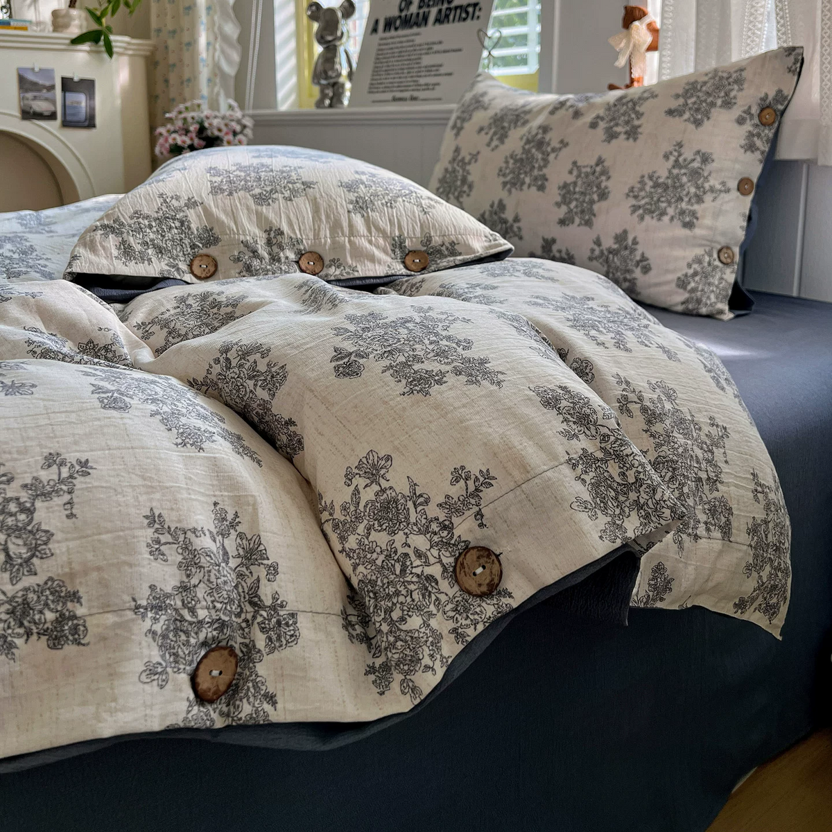 Vintage Botanical Linen Cotton Bedding Set - image 1