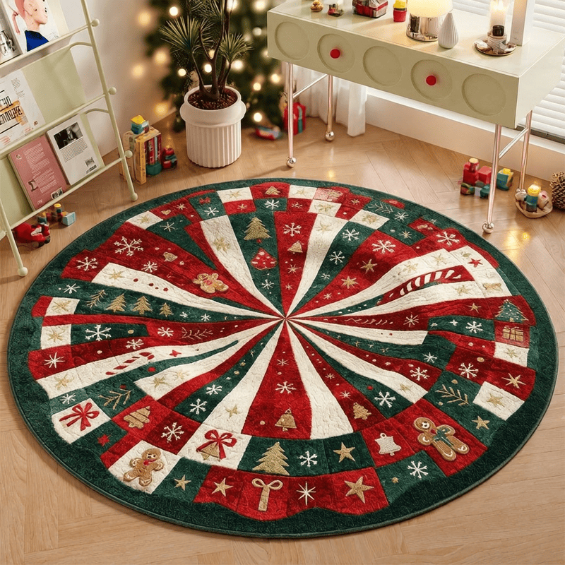 Christmas Round 3D Gingerbread Swirl Rug - 47" x 47" - image 0