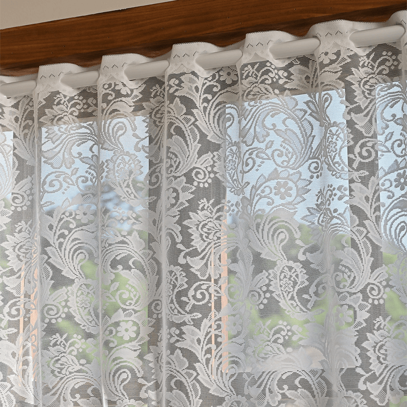White Phoenix Tail Floral Lace Tier Curtain - image 4