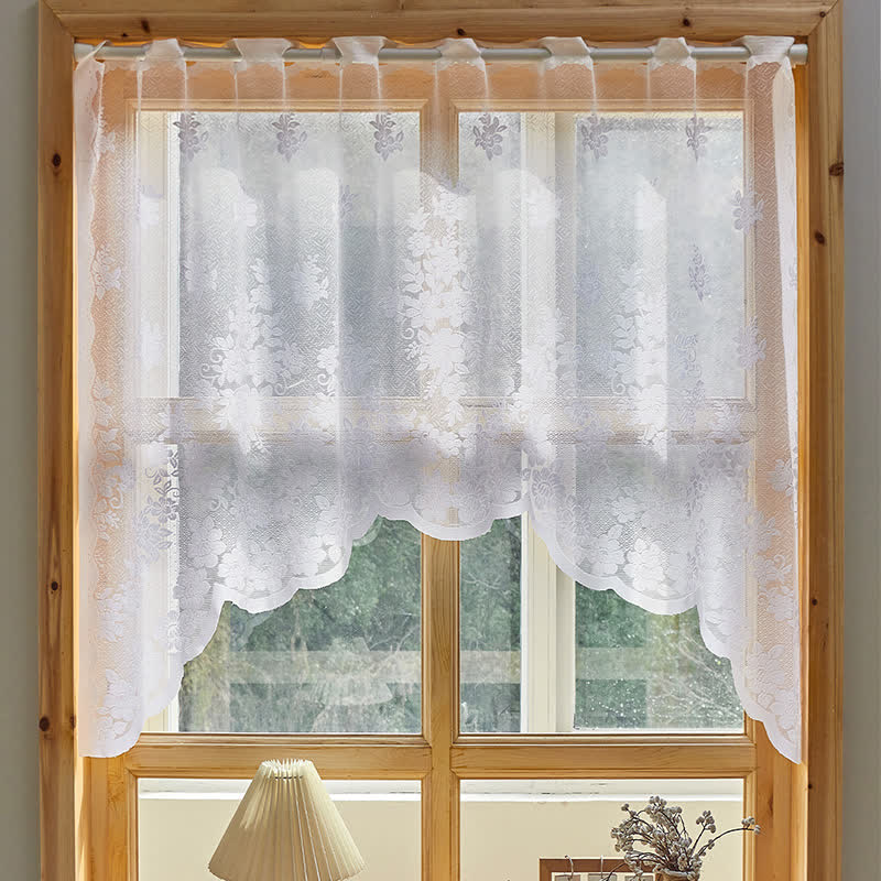 Romantic Trailing Blossom Lace Cafe Curtain - 39" x 79" - image 0
