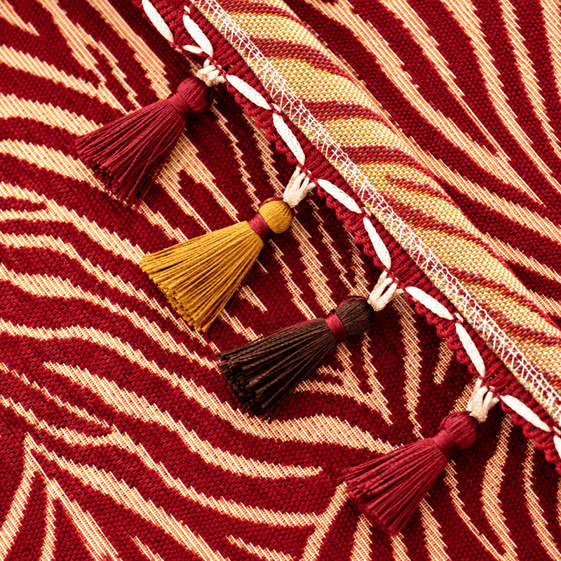 Red Zebra Stripe Tassel Christmas Tablecloth - image 4