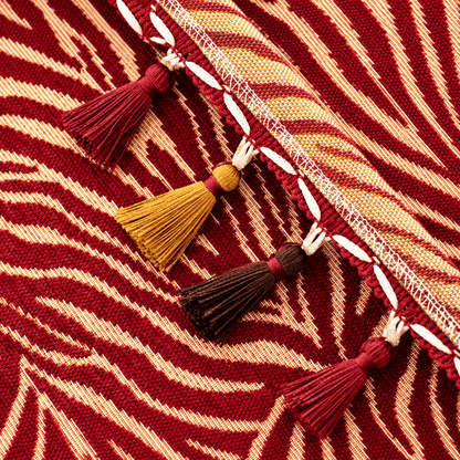 Red Zebra Stripe Tassel Christmas Tablecloth - image 4