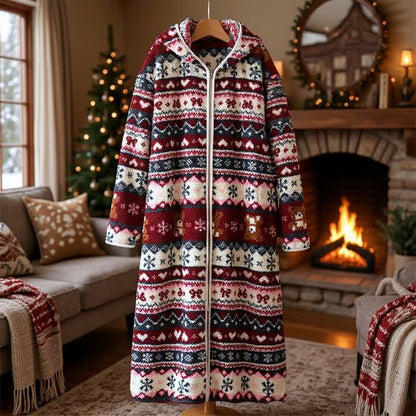 Christmas Snowflake & Bear Zip Hooded Fleece Robe - image 4