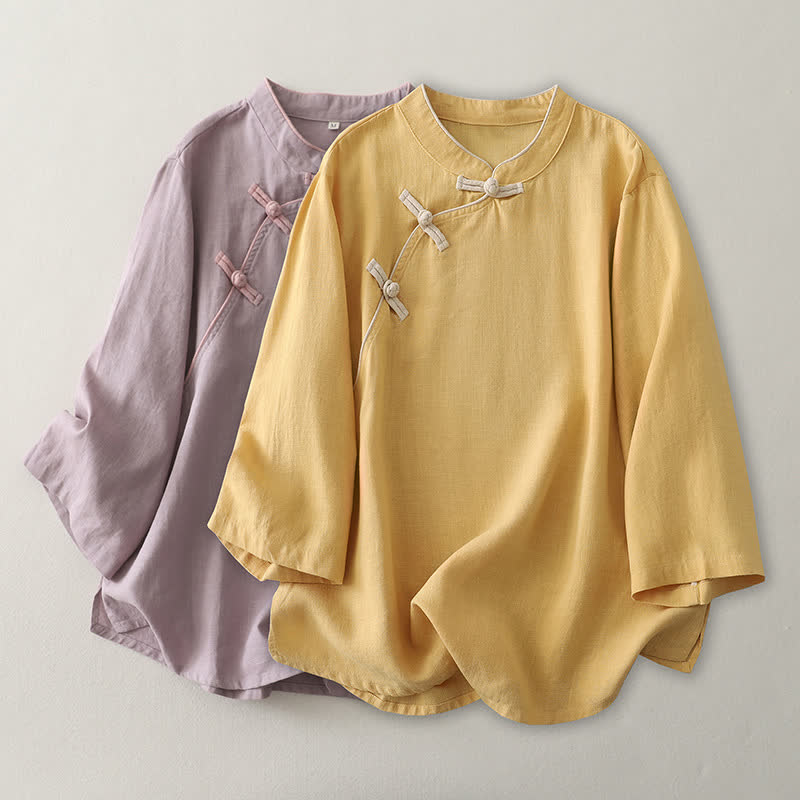 Classic Mandarin Collar Relaxed Lounge Top - image 0