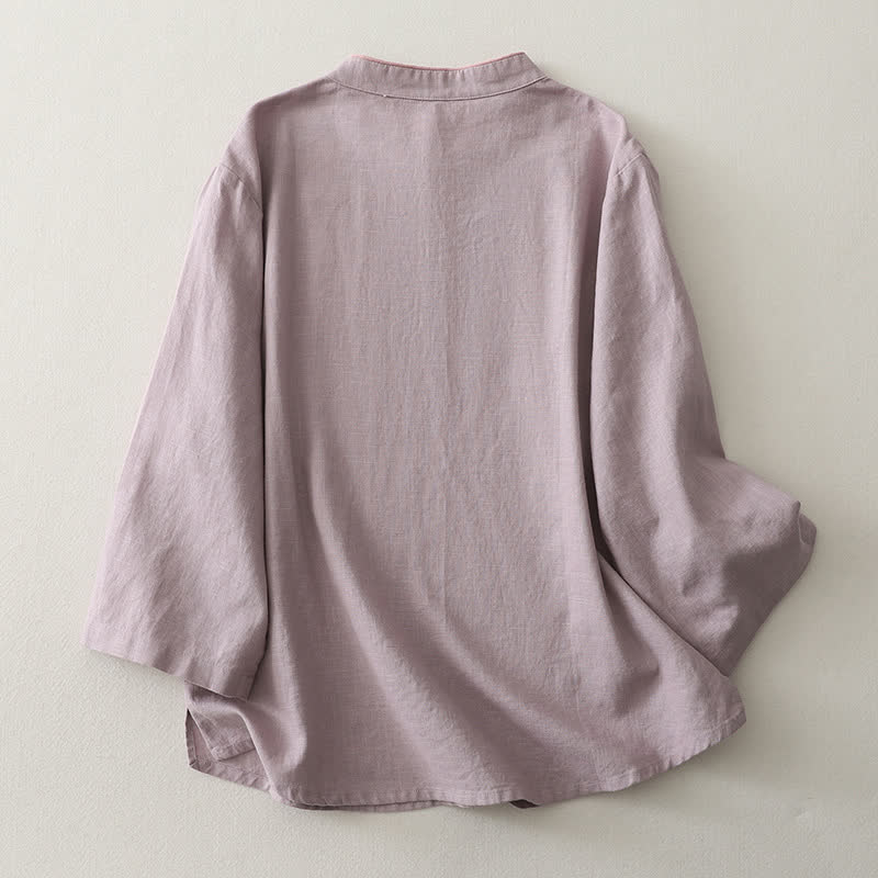 Classic Mandarin Collar Relaxed Lounge Top - image 2