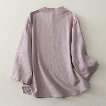 Classic Mandarin Collar Relaxed Lounge Top - image 2