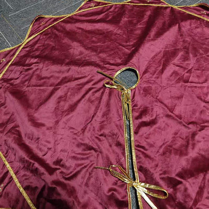 Burgundy Velvet Flower Petal Christmas Tree Skirt - image 5