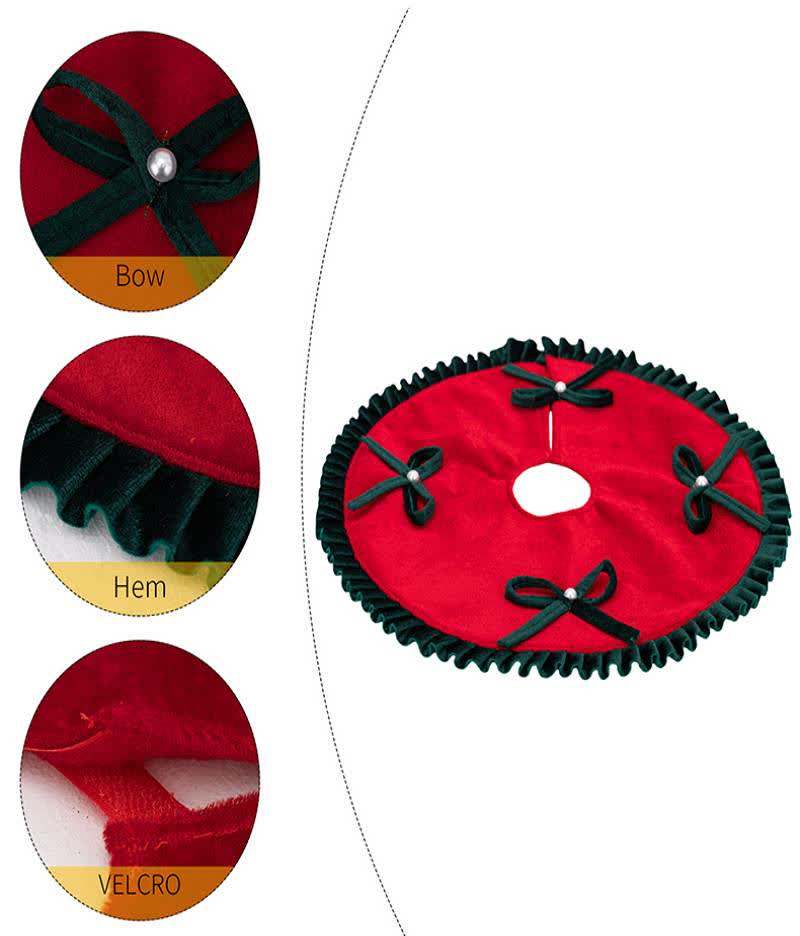 Christmas Tree Skirt with Pearl Bow Accents - image 6