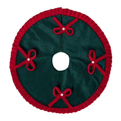Christmas Tree Skirt with Pearl Bow Accents - image 9