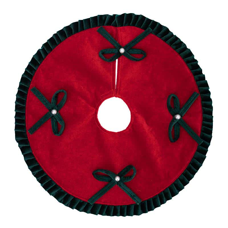 Christmas Tree Skirt with Pearl Bow Accents - image 5