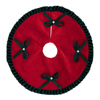 Christmas Tree Skirt with Pearl Bow Accents - image 5