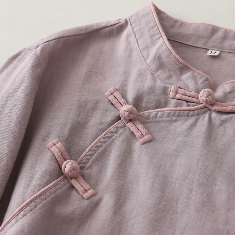 Classic Mandarin Collar Relaxed Lounge Top - image 3