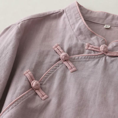 Classic Mandarin Collar Relaxed Lounge Top - image 3