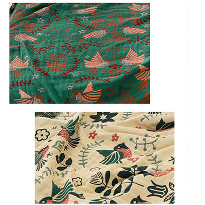 Ownkoti Boho Breathable Flower Bird Reversible Blanket