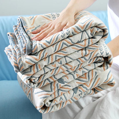 Ownkoti Boho Striped Cotton Quilt Reversible Sofa Towel