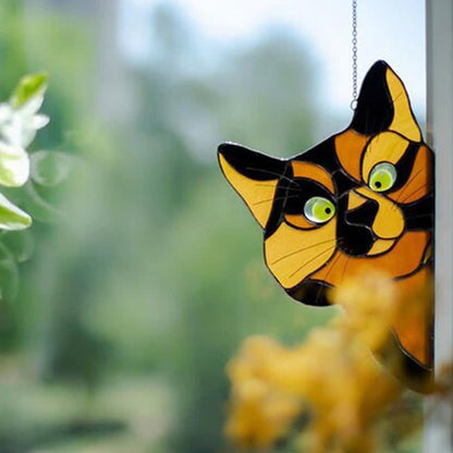 Ownkoti Stain Cat Suncatcher Window Ornament (Buy One Get One Free)